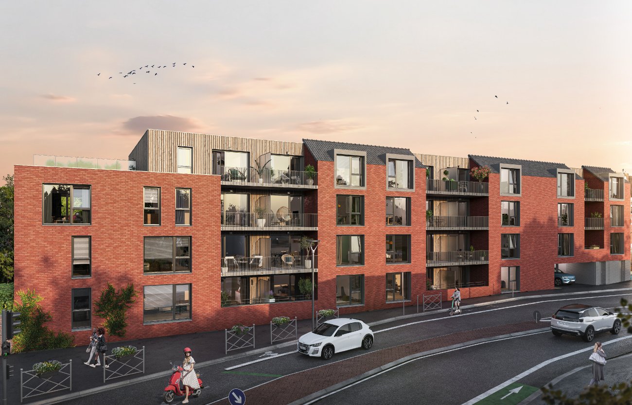 Pyramide d’Argent de la mixité énergétique : GARANCE, Hem (59)Promoteur : Tisserin PromotionArchitectes : GBL Architectes Descriptif et particularités :Situé boulevard Clémenceau à Hem, Garance comprend 35 logements du T2 au T4 répartis en R+3 et R+2 avec attique, chacun doté d’un espace extérieur privatif et d’un stationnement sécurisé. Le projet mêle tradition et modernité avec façades en brique rouge et bardage bois. Illustrant la mixité énergétique, il associe chaudières gaz à condensation et panneaux photovoltaïques pour les besoins des communs, avec certificat de gaz vert pour les occupants. Atteignant un gain de 21 % sur Cep et Icconstruction, le projet vise la certification BEE RE2025 et applique une charte chantier faibles nuisances. Livraison prévue : 11/2026.