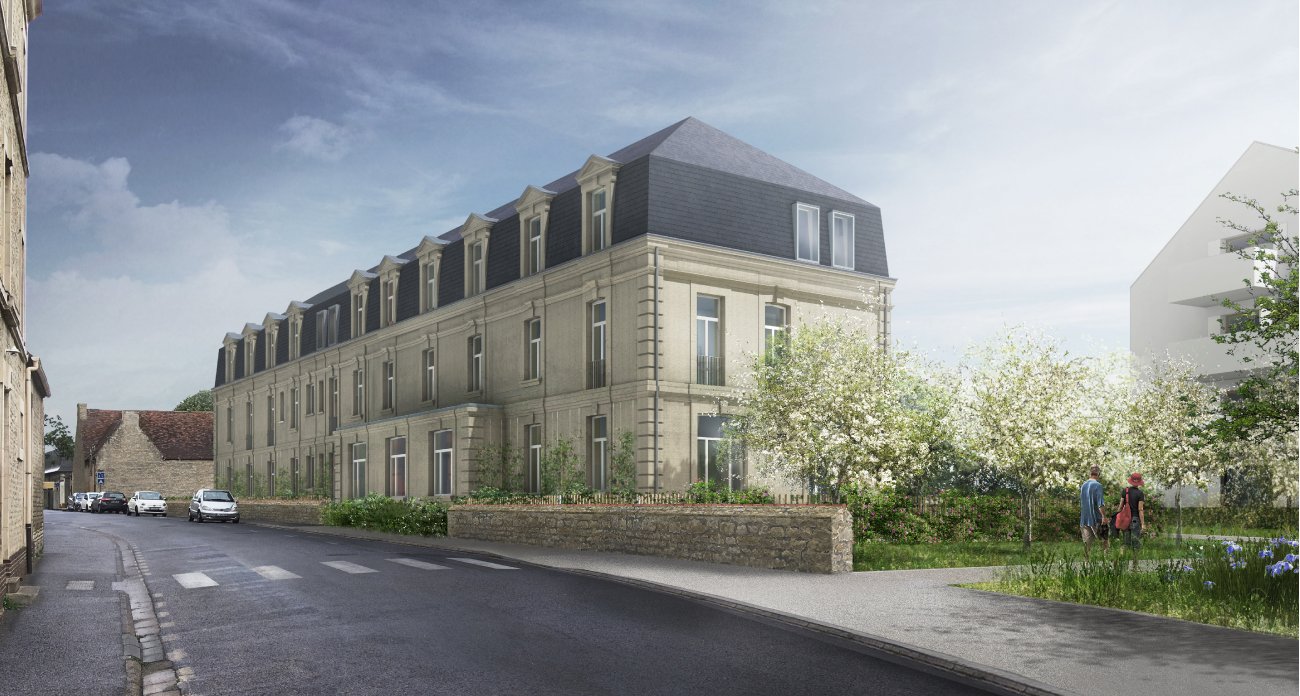 Pyramide Rénovation Extension Réhabilitation : Adélise à Caen (14) du Groupe Potier Sotrim, Pozzo Promotion et FlaviaeArchitectes : BLB ArchitectesPrésentation : Adélise transforme un ancien bâtiment hospitalier en 17 logements lumineux. La réhabilitation valorise la pierre de Caen et limite l’artificialisation des sols, tout en intégrant jardins privatifs, haies fruitières et toitures en ardoise. Le projet conjugue innovation, confort et préservation patrimoniale, créant un cadre de vie durable et apaisé au cœur du nouveau quartier Les Coteaux de l’Abbaye.