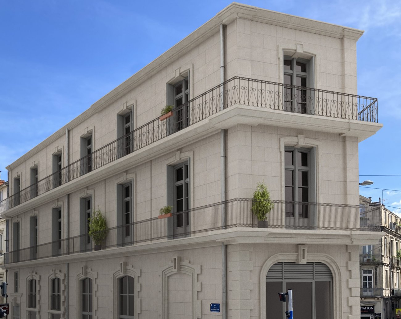 Pyramide Rnovation – Extension – Rhabilitation : Le Corner, MontpellierPromoteur : JBMBArchitecte : Laure de Mgille-TouzeryRhabilitation d’un immeuble patrimonial en AVAP avec neuf logements optimiss et conservation des commerces existants. Parties communes restaures, respect de l’histoire et adaptation aux normes actuelles.