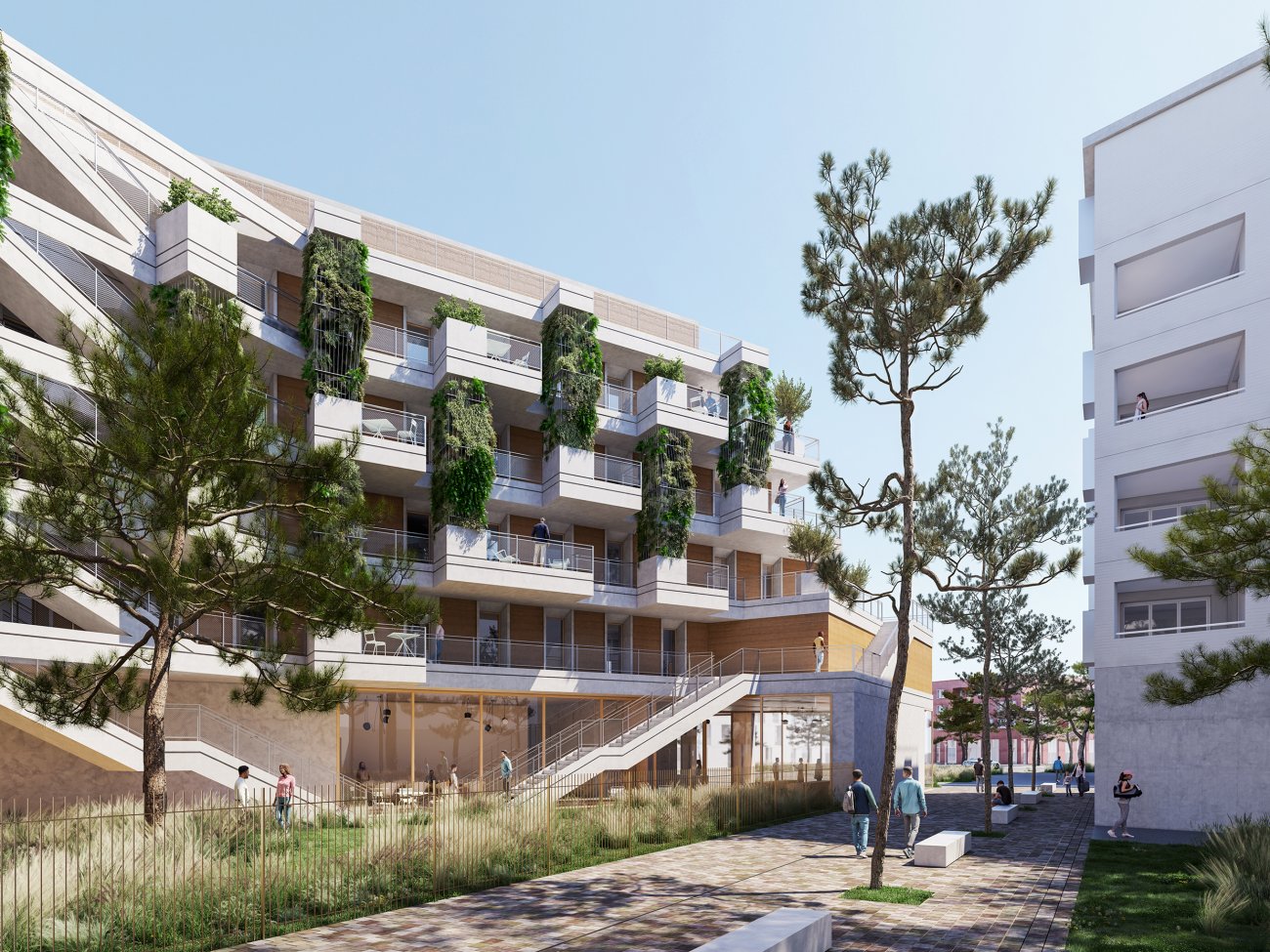 Pyramide conomie circulaire : Weko, MontpellierPromoteur : Vinci ImmobilierArchitectes : Zakarian-Navelet Architectes – Olivier Navet (Marseille), Leclercq Associs – Franois Leclerc (Paris)Btiment tertiaire de 4 114 m avec remplissage en bottes de paille de riz et revtement en terre recycle. Terrasses habites, rooftop vgtalis, matriaux biosourcs pour performance environnementale et confort intrieur.